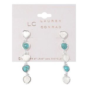 LC Lauren Conrad Silver and Turquoise Heart Drop Earrings 🧩